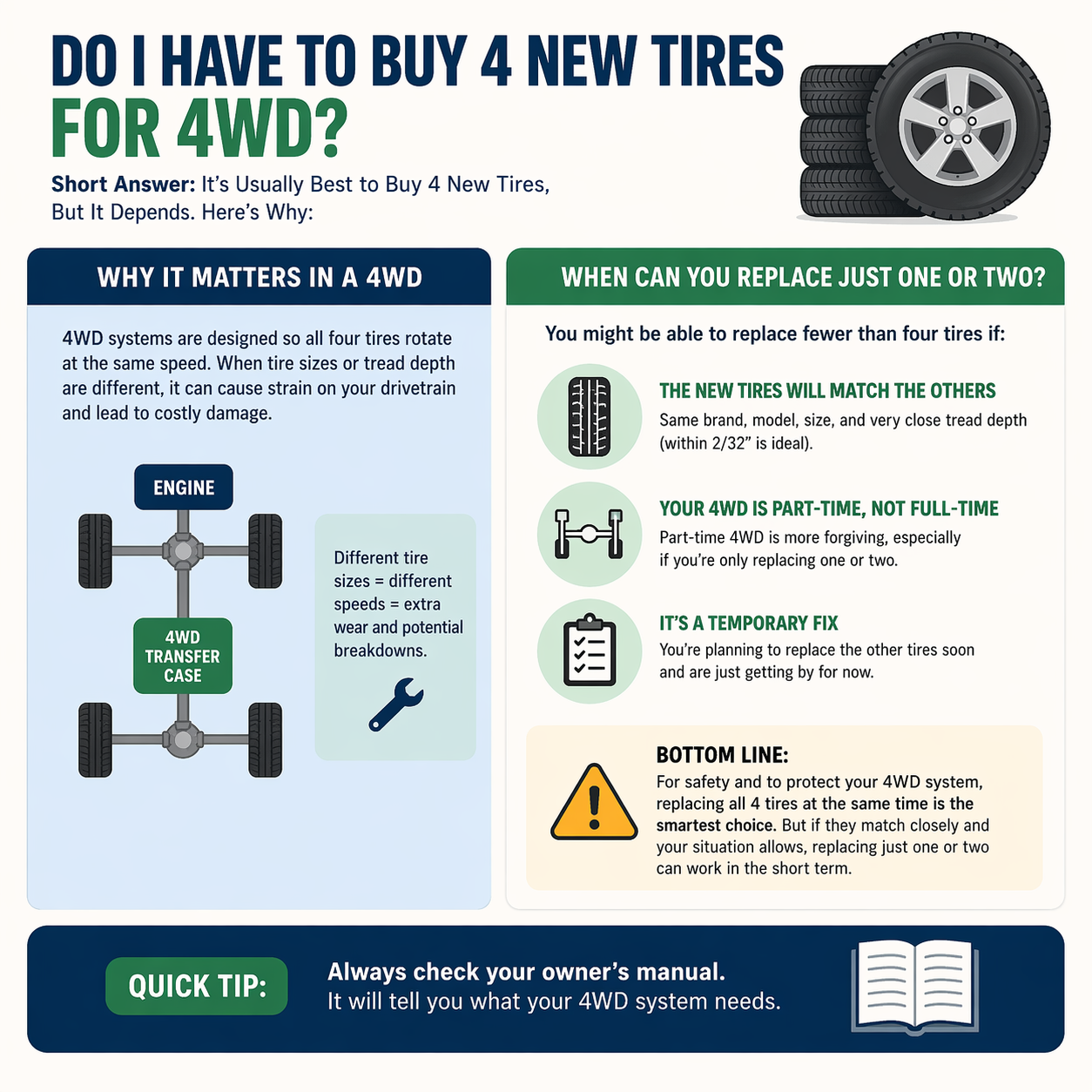 4WD tire replacement infographic