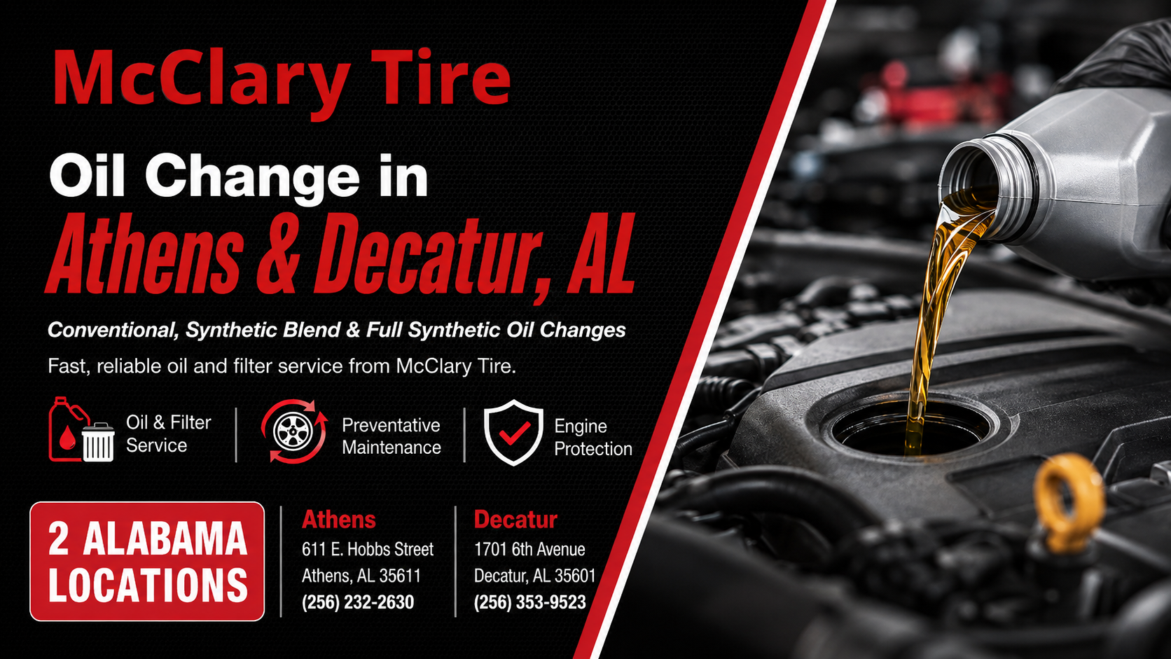 Oil Change Service in Athens & Decatur AL